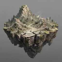 Matte painting of a broken floating hills. Fantastical, elaborate, detailed digital art trending in artstation