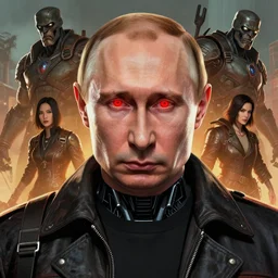 cell shaded portrait of a cybernetic vladimir putin with glowing red eyes looking at the camera as Borderlands 3 concept art, llustration, post grunge, concept art by josan gonzales and wlop, by james jean, Victo ngai, David Rubín, Mike Mignola, Laurie Greasley, highly detailed, sharp focus, intricate, Trending on Artstation, HQ, deviantart, art by artgem