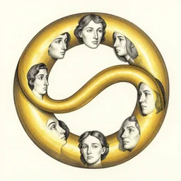a medium - tip micron drawing of an infinite golden spiral, faces appear, black ink, the artist is charles burns