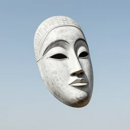 one yoruba mask falling from the sky, outline drawing, magritte, hyperrealism, award winning