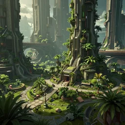 green garder in cyber punk city, futuristic atmosphere, sci-fi, intricate, detailed, photorealistic imagery, artstation, by Greg Rutkowski and Gaston Bussiere and Evgeny Lushpin