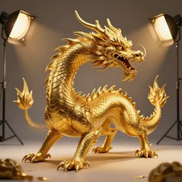 golden dragon, unreal 5, hyperrealistic, realistic, photorealistic, dynamic lighting, highly detailed, cinematic landscape, studio landscape, studio lighting