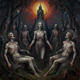 satanic fields of pain, surreal mythological painting by malczewski, 4 k