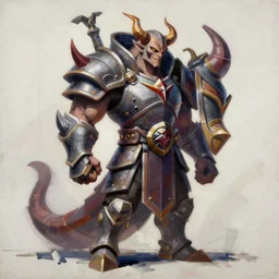 Greg Manchess portrait painting of a demonic, devil armored character from league of legends, full shot, asymmetrical, profile picture, Organic Painting, sunny day, Matte Painting, bold shapes, hard edges, street art, trending on artstation, by Huang Guangjian and Gil Elvgren and Sachin Teng