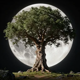giant tree of life on the moon, artstation, detailed, digital art