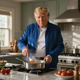 Donald Trump cooking im a kitchen