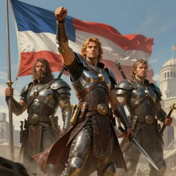 the last band of heroes fighting for justice and for liberty, for freedom and the flag, illustration, digital art, highly detailed, photorealistic, by mark brooks