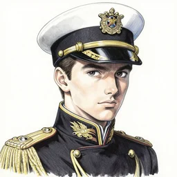 beautiful portrait of tommy pickles!!! in a fancy naval uniform, [ concept art by yoji shinkawa ], felt tip pen, intricate detail, sharp focus, illustration