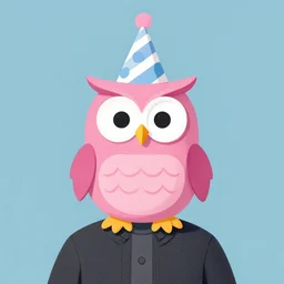 ( ( ( shy guy ) ) ) by jean baptiste monge!!!! pink birthday owl in a party hat