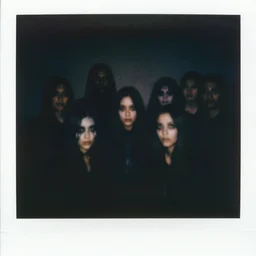 a dark room filled with shadow people looking at the camera, horror, nightmare, terrifying, surreal, nightmare fuel, old polaroid, blurry, expired film, lost footage, found footage,