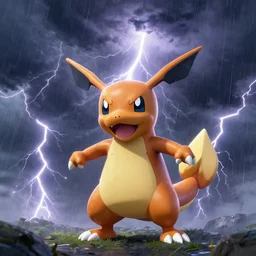 raichu in a thunderstorm photo realistic 8k