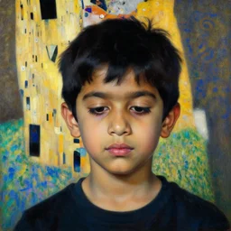 a beautiful portrait of a 2 5 years old spaced out indian stoner boy, 1 9 9 0 s, head and upper body only, by john singer sargent, by gustav klimt, by greg rutkowski, oil on canvas, trending on artstation, masterpiece, brilliant cold lighting, detailed, 8 k