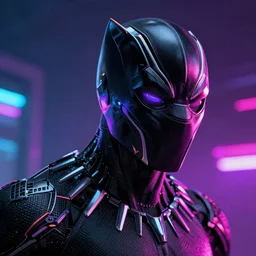 Cyberpunk Black Panther, close up shot, neon, cyborg, futuristic, photorealistic, 8K,