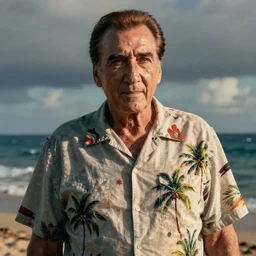 detailed ultrarealistic medium shot photography of old nicholas cage as magnum in hawaii shirt cinematic