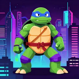 vaporwave, vector graphics, ninja turtles, synthwave, neon, cityscape