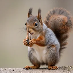 squirrel using a nailclipper to clip its toenails