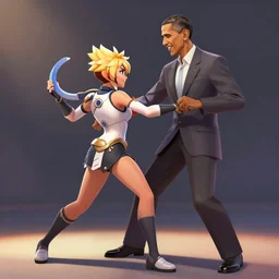 lucio from overwatch and barack obama dancing, detailed, high quality, artstation winner