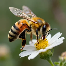 super macro of a terminator bee drinking from a flower in the forest. fantasy magic style. highly detailed 8 k. intricate. nikon d 8 5 0 3 0 0 mm. award winning photography.