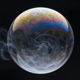 soap bubble's iridescent surface, swirling, vortex, color, smoke, fluid, highly detailed