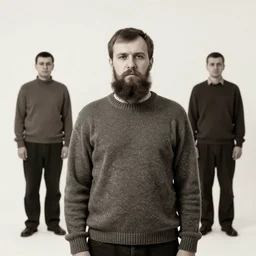 lomo photo of 4 0 years russian man with beard and sweater standing on small hrushevka balcony full with cigarette smoke in small russian town looking at sunset, cinestill, bokeh