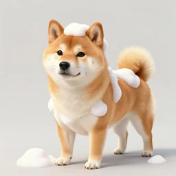 shiba inu with bathfoam on body, Artstation