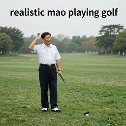 “realistic mao playing golf”