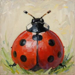 painting of lindsey graham made out of ladybugs - n 9