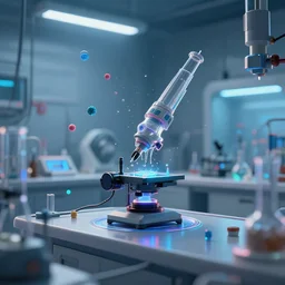 biopunk laboratory, flying particles, 8k digital art, trending