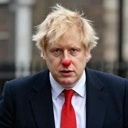 portrait of boris johnson dressed as a clown