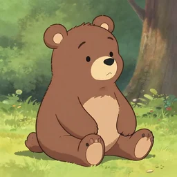 a drawing of a cartoon bear sitting on the ground, a storybook illustration by hanna - barbera, featured on pixiv, furry art, official art, storybook illustration, concept art