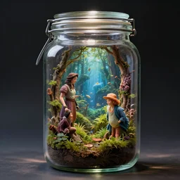 terrarium glass jar, photorealistic, magical atmosphere, by Renato Muccillo, Andreas Rocha, James Gurney, guillaume tholly, Gthl.art. Trending on ArtStation. award winning
