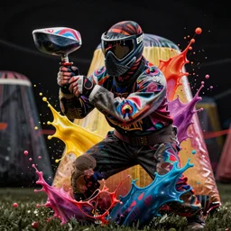 paint ball splash art graphic design color splash high contrasting art, fantasy, highly detailed, art by greg rutkowski