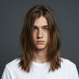 a teenager boy with a long hair that covers his face