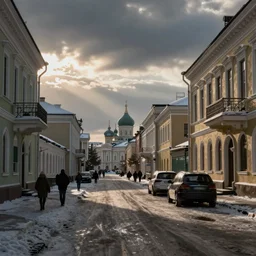 street in Russian city Kazan in winter