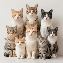 a close up of a wall made of multiple cats, a photo by fred a. precht, shutterstock contest winner, dye - transfer, ultrafine detail, uhd image