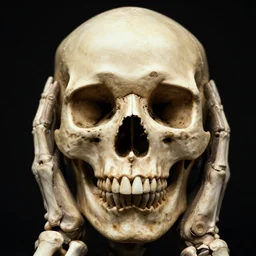 human skull hands