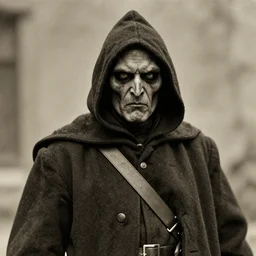portrait of grim reaper, ww1 photo, grainy, high detail, high resolution,