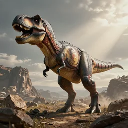 a t-rex made by aliens, sci-fi art