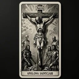 crucifixion tarot card portrait, biomechanical, intricate artwork masterpiece, majestic, doom cinematic lighting, volumetric 8 k, by apollonia saintclair, josan gonzalez, gustave dore, h. r. giger, kilian eng, trending on cgsociety, 8 k