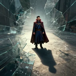 borat as doctor strange, long shadow, by greg rutkowski, multiple dimensions, shattered glass, refractions, highly detailed, cinematic by francis tnehunreal, octane render, nvidia, concept art, close up