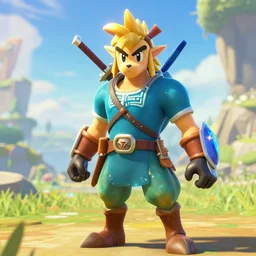 in game footage of the character captain falcon in the legend of zelda breath of the wild, breath of the wild art style.