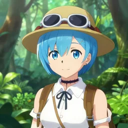 reimu in the jungle wearing explorer • hat