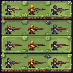 top down character animation sheet for a top down shooter game