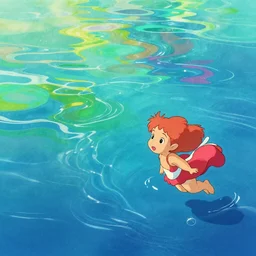 colorful pattern of water in the style of ghibli, zelda, ponyo