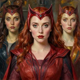 hyperdetailed portrait of elizabeth olsen as scarlet witch 3 2 k 1 6 k artstation hd wlop artgerm greg rutkowski alphonse mucha medium shot intricate elegant heavily detailed oil painting