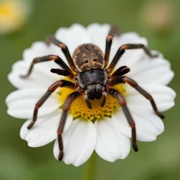 spider with a smiley, sitting on a flower
