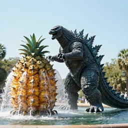 godzilla attacking the pineapple fountain in charleston sc, file photo