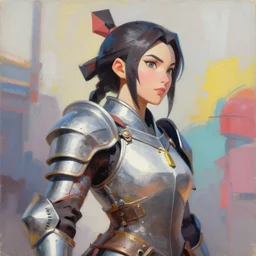 greg manchess portrait painting of partially armored korean mochi girl as overwatch character, medium shot, asymmetrical, profile picture, organic painting, sunny day, matte painting, bold shapes, hard edges, street art, trending on artstation, by huang guangjian, gil elvgren, ruan jia, greg rutkowski, gaston bussiere