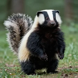 a skunk wearing everyday human clothing, film still