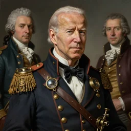 a portrait of Joe Biden as a steampunk captain, art by by Joseph Karl Stieler and Théodore Gericault and Eugène Delacroix, highly detailed, trending on artstationhq